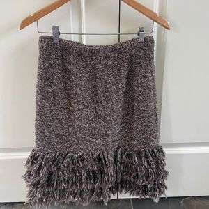 Sparrow skirt -  sweater skirt with fringe hem- brown/gray